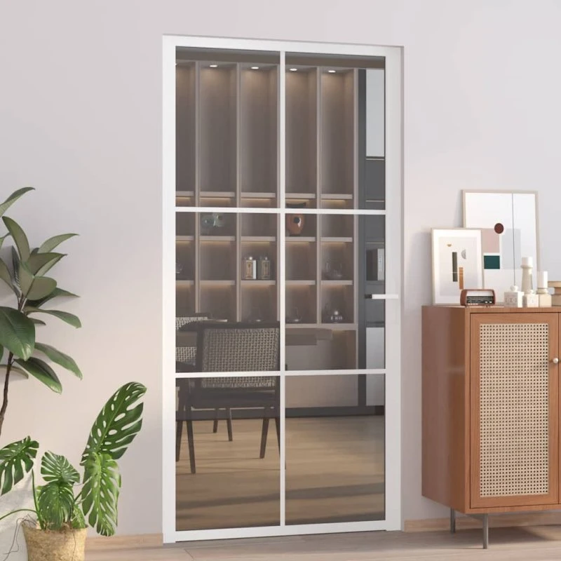 vidaxL dør 102,5x201,5 cm sikkerhedsglas og aluminium hvid