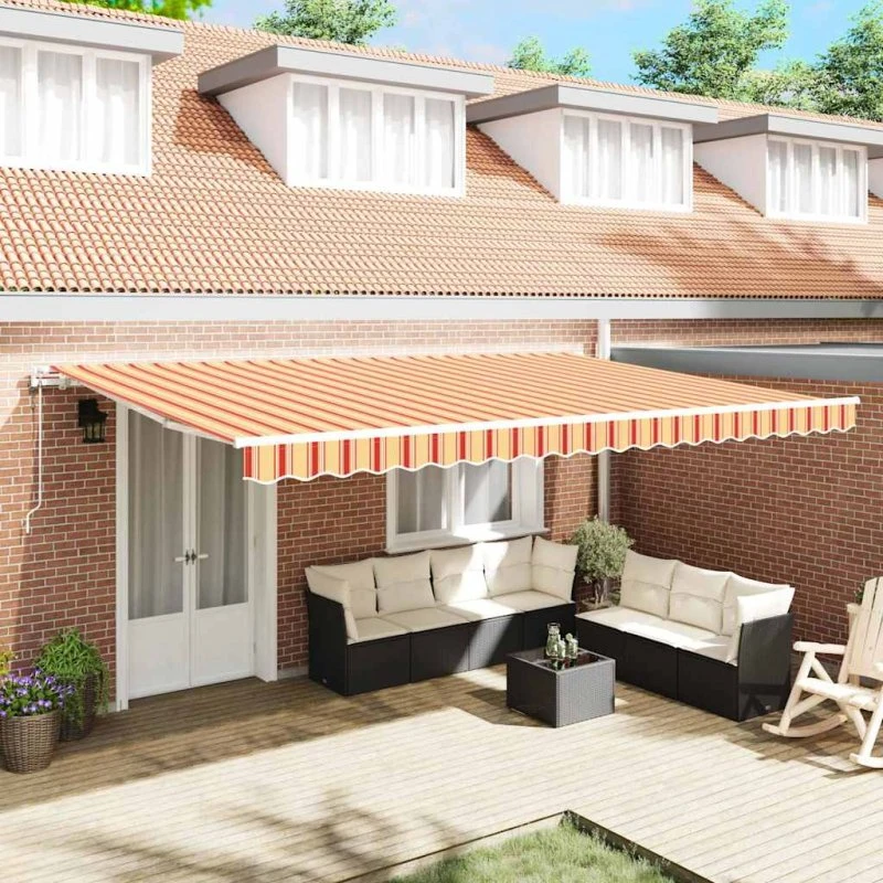 vidaXL Elektrisk Utrækkelig Markise 500 × 350 cm Gul og Orange