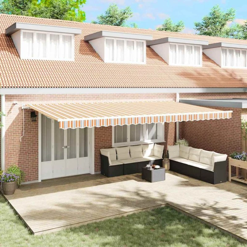 vidaXL Utrækkelig Markise 600 × 300 cm Flerfarvet