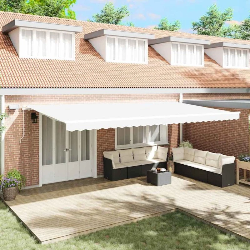 vidaXL Utrækkelig Markise Hvid 600 × 300 cm