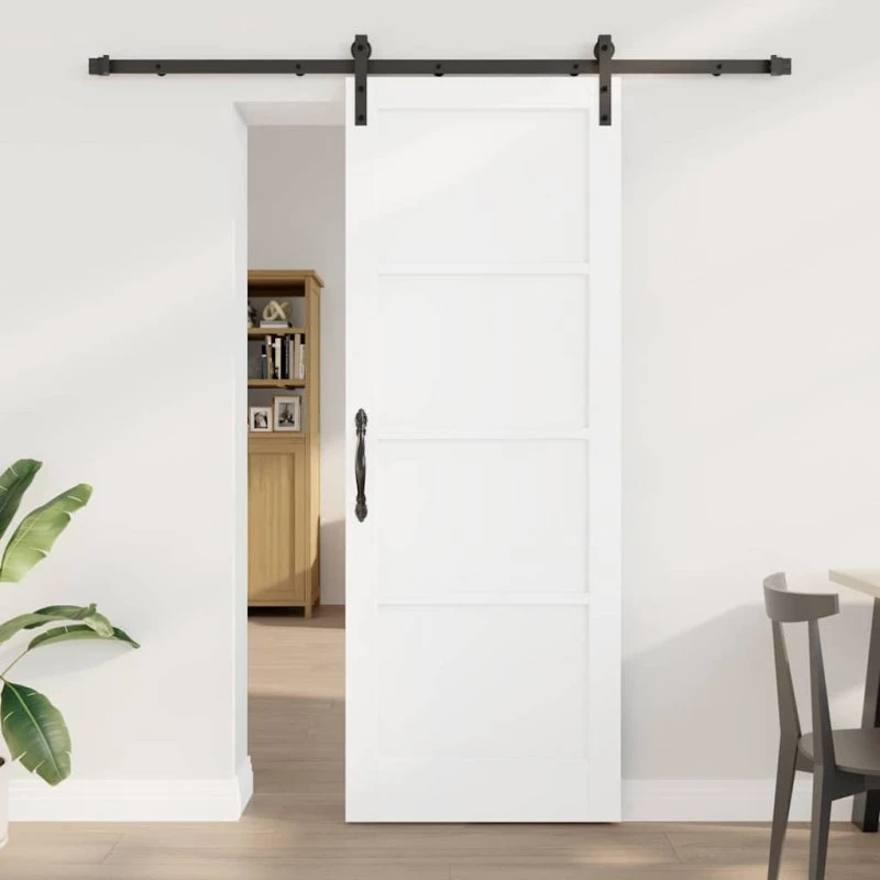 vidaXL Skydedør Hvid og Sort 78 x 211 cm i Massivt Fyrretræ