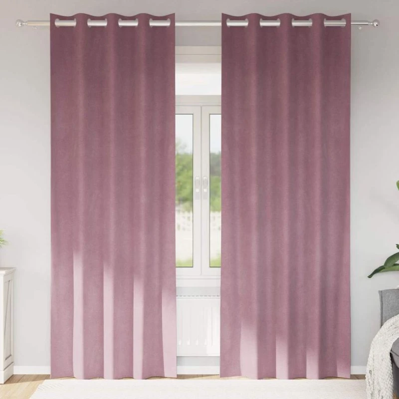 vidaXL Mørklægningsgardiner 2 stk Mørk Pink 140 x 245 cm Fløjl