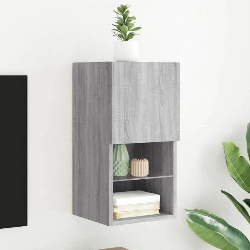 vidaXL tv-bord med LED-lys 30,5x30x60 cm grå sonoma-eg