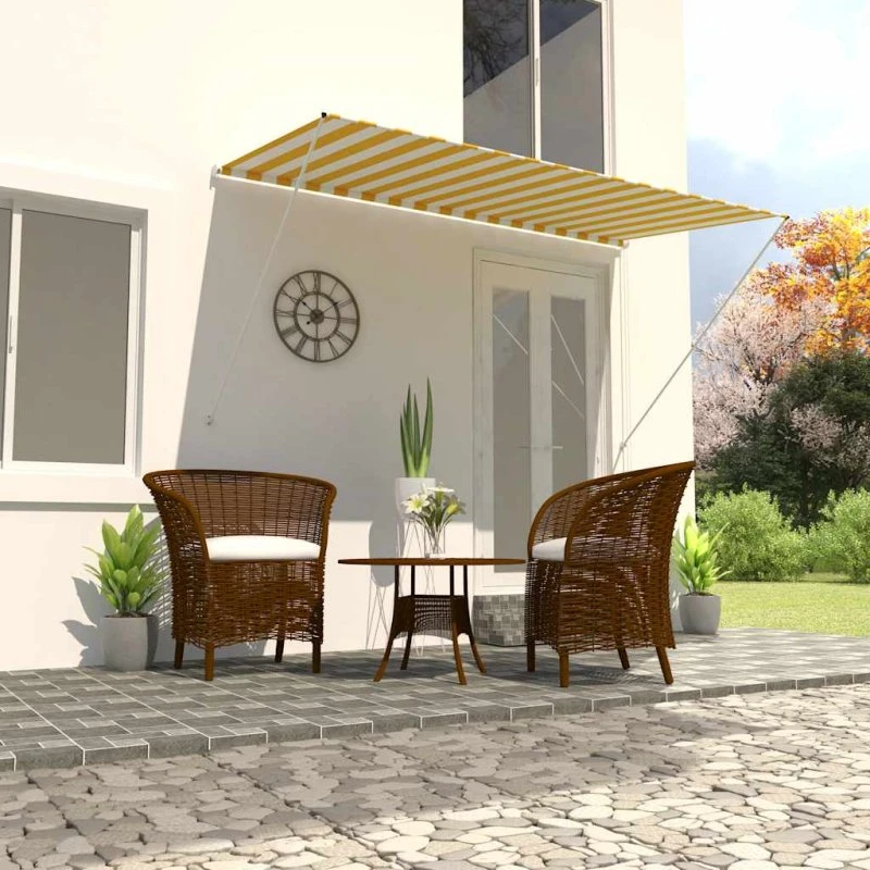 vidaXL Foldemarkise 250x150 cm gul og hvid