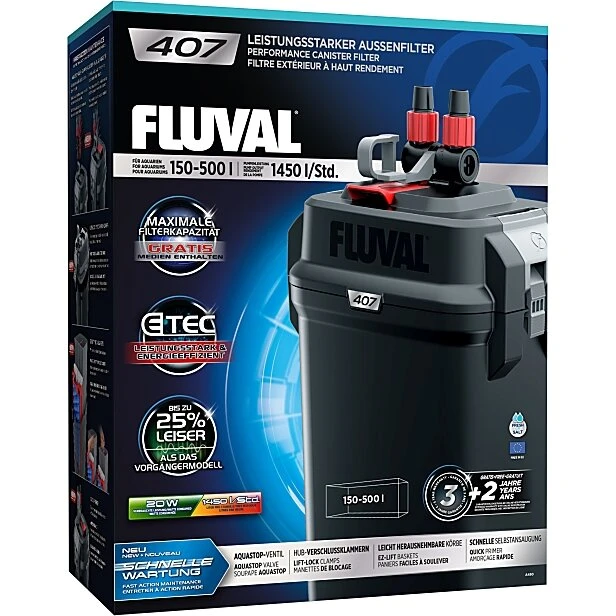 Fluval 407 Kanisterfilter 150–500 L (Sort)
