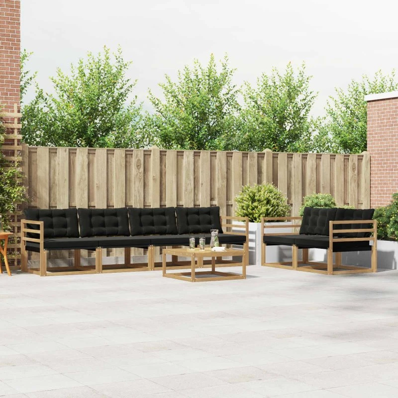 vidaXL Udendørs Sofagruppe 7 pc Hvid og Sort 79x79x37 cm