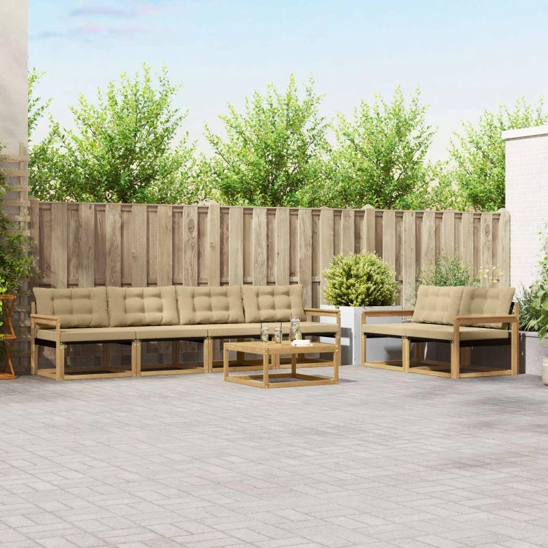 vidaXL Udendørs Sofagruppe 7 pc Hvid og Beige 79x79x37 cm