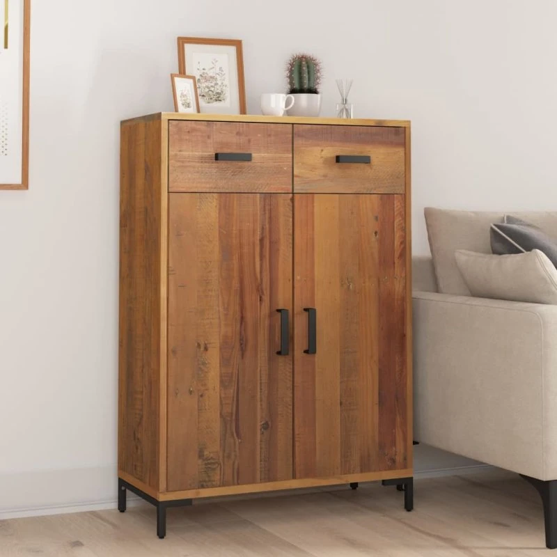 vidaXL Skoskab 75x40x110 cm i massivt fyrretræ, brun