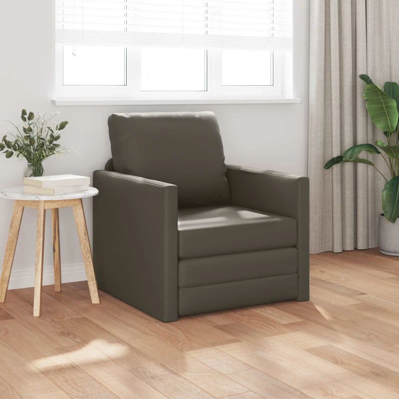 vidaXL Sovesofa 60 cm Grå Kunstlæder