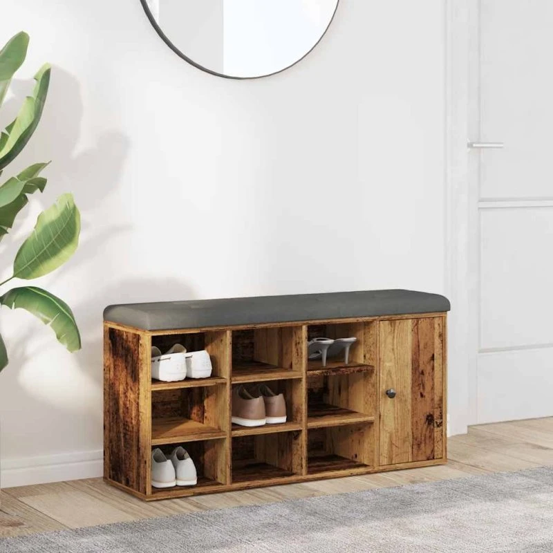 vidaXL Skobænk 102x32x50 cm Konstrueret Træ Antikt Træ