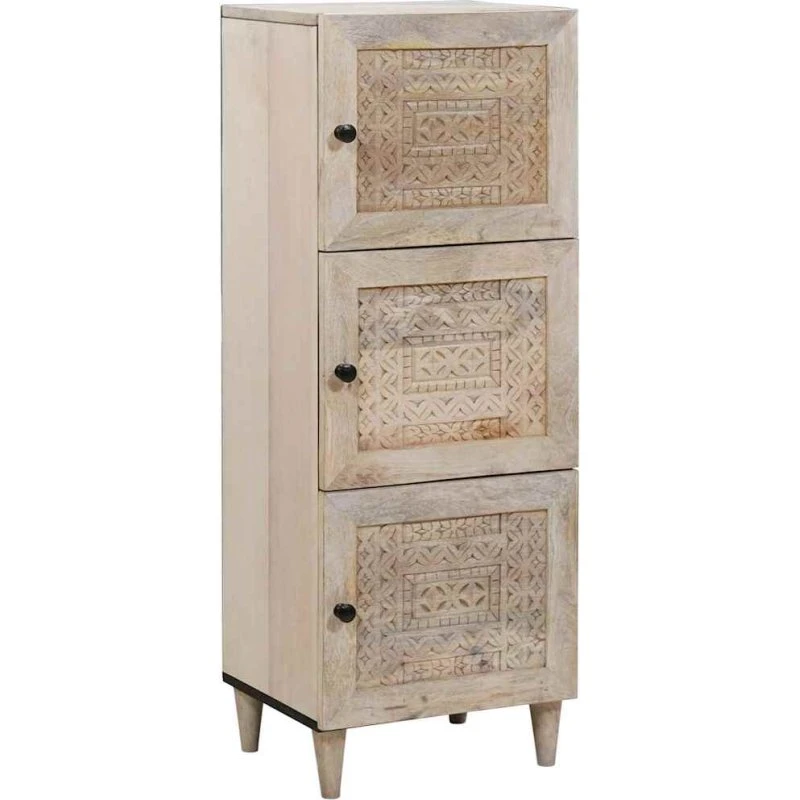 vidaXL Hvid Highboard 40 x 33 x 110 cm, Massivt Mangotræ