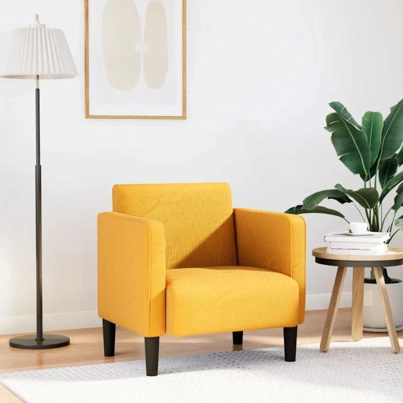 vidaXL Sofastol med armlæn 54 cm lysegul fløjlsstof