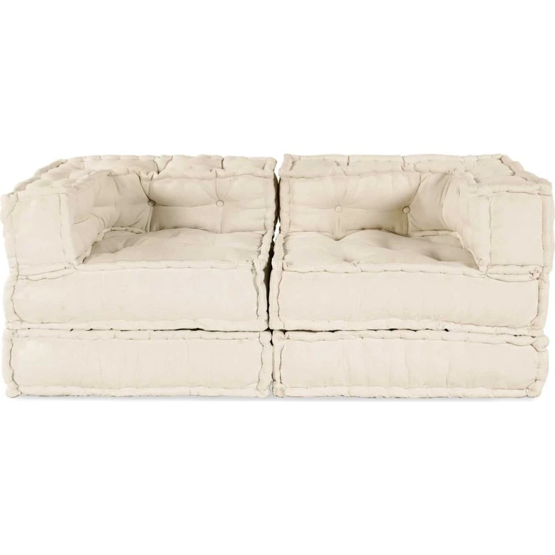 vidaXL Modulssofa 2 stk Creme 140x70x56 cm Stof