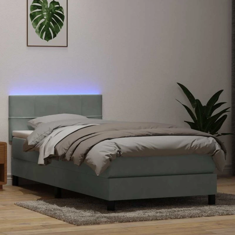vidaXL Kontinentalseng 80x220 cm med LED-lys og fløjlsmadras