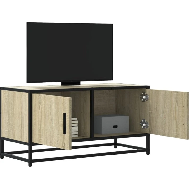 vidaXL Tv-bord 80x34,5x40 cm Sonoma-eg træ og metal