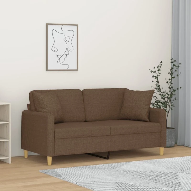 vidaXL 2-personers sofa med pyntepuder 140 cm brun