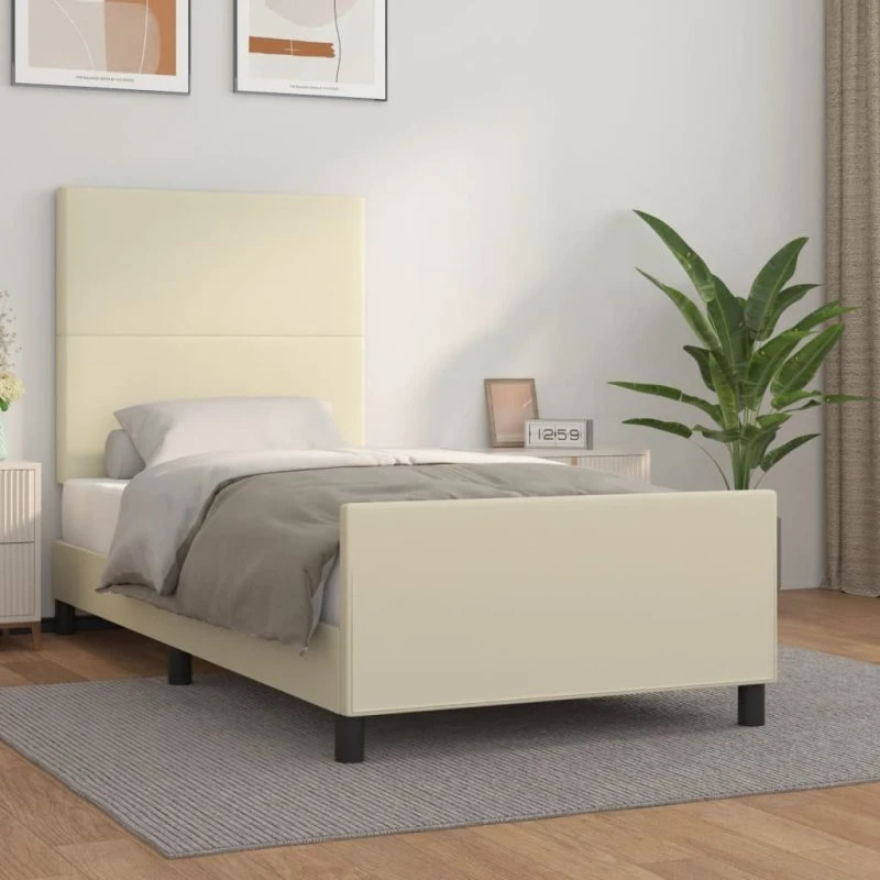 vidaXL Sengeramme 80x200 cm kunstlæder cremefarvet med justerbar højde