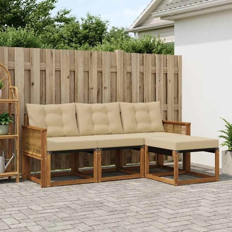 vidaXL Udendørs Sofagruppe 4-pces Naturlig/Beige