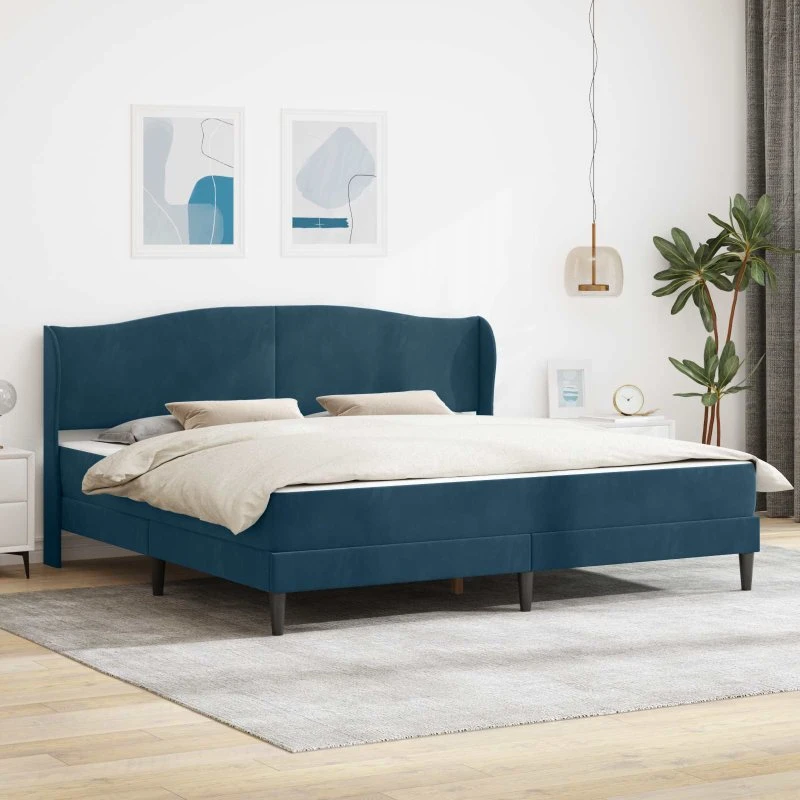 vidaXL Sengestel med Hovedgærde Blå 200x200 cm Fløjl