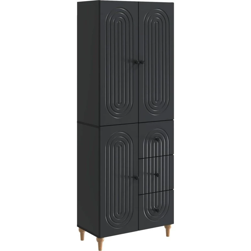 vidaXL Skab Sæt 2 stk 66 x 34,5 x 90 cm Sort Konstrueret Træ