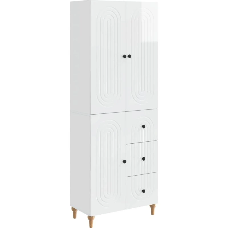 vidaXL Skab Sæt 2 stk 66 x 34,5 x 90 cm Hvid Højglans Konstrueret Træ