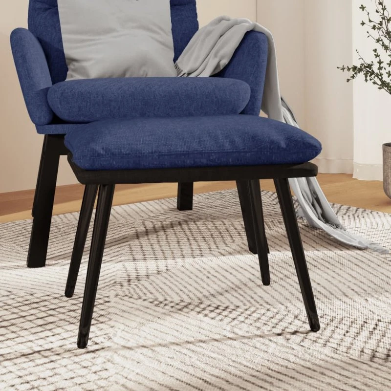 vidaXL Fodskammel 45x29,5x35 cm blå stof & kunstlæder