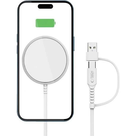 Tech-Protect QI15W-A44 Magnetisk Trådløs Oplader 15W - Hvid