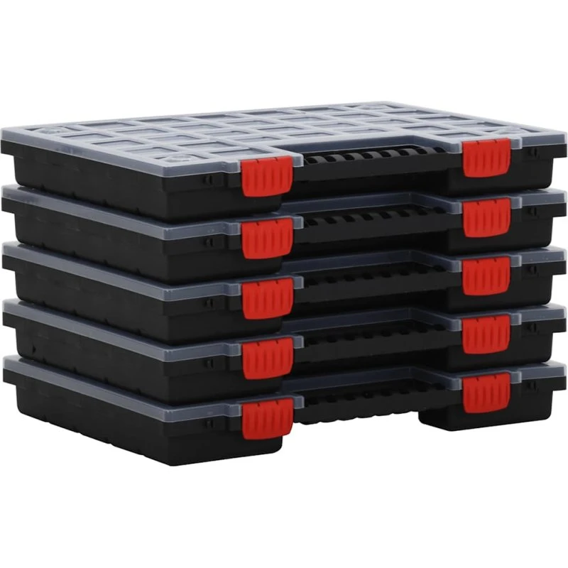 vidaXL 5 stk. sortimentbokse 40x30x5 cm polypropylen, sort