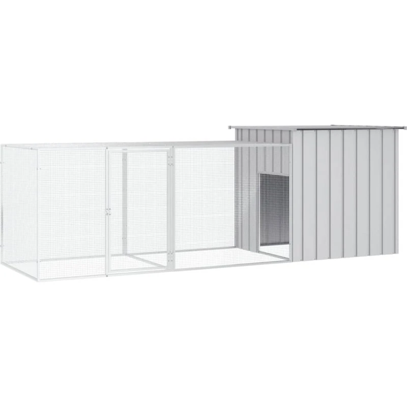 vidaXL Hønsehus 300x91x100 cm galvaniseret stål grå