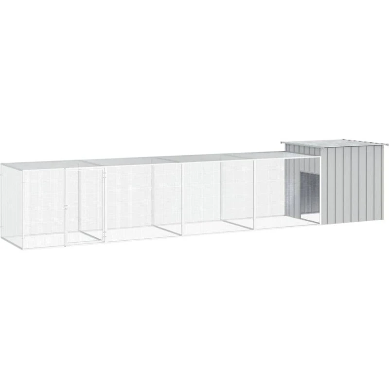 vidaXL hønsehus 500x91x100 cm galvaniseret stål grå
