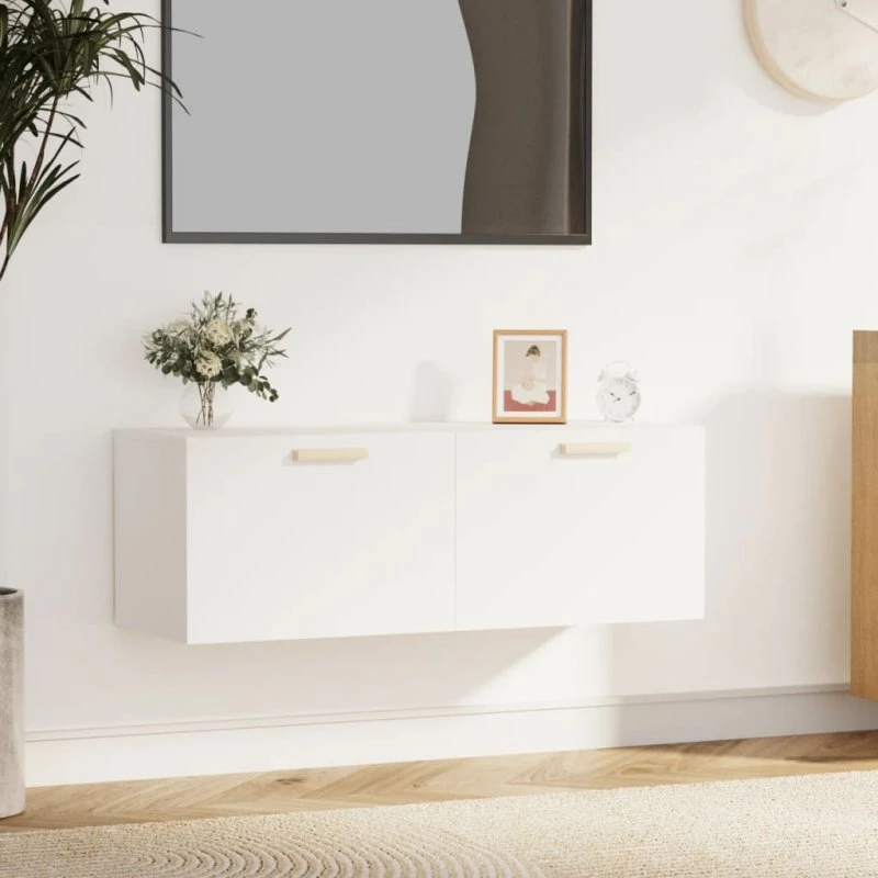 vidaXL Vægskab 100x36,5x35 cm Konstrueret Træ Hvid