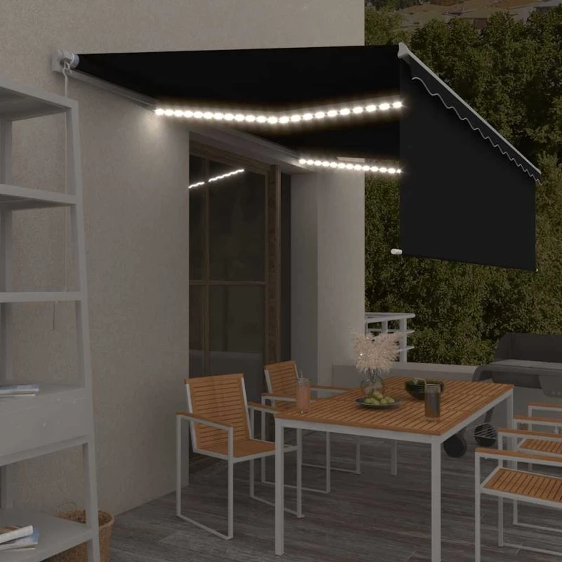 vidaXL Markise 5x3 m med Gardin, Manuel Betjening, Antracitgrå