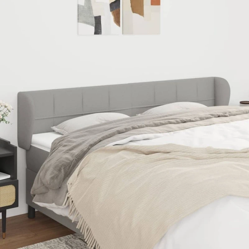 vidaXL Sengegavl med Kanter 183x23x78/88 cm Lysegrå