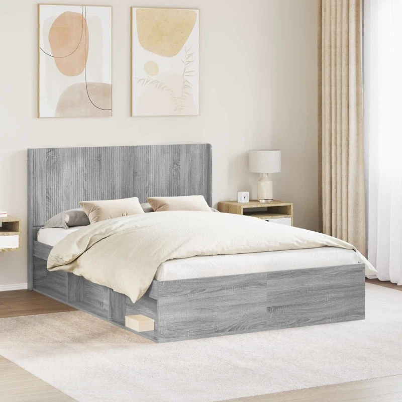 vidaXL Hovedgærde PB, Grå Sonoma, 150 cm