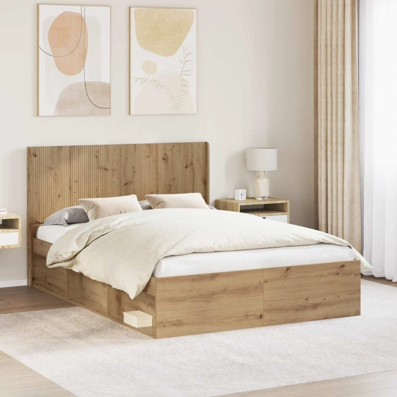 vidaXL Hovedgærde Artisan-eg Konstrueret Træ 135 cm