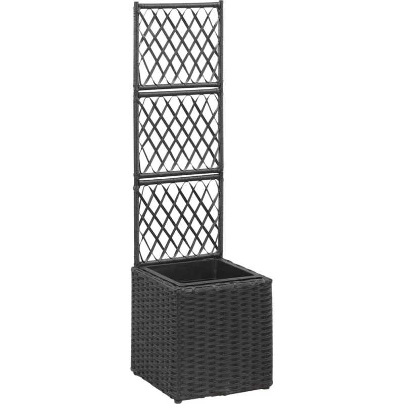 vidaXL Espalier med Hævet Plantekasse 30x30x107 cm Sort