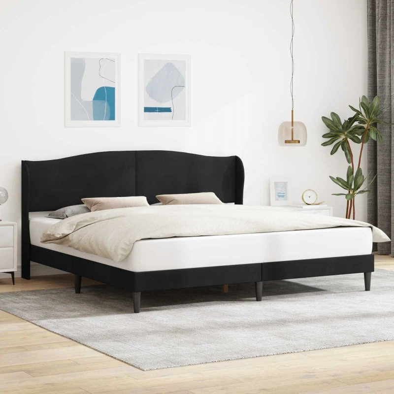 vidaXL Sengestel med Hovedgærde, Sort, 180 x 200 cm