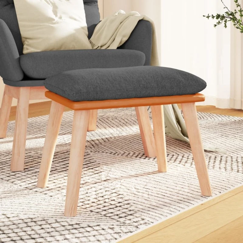 vidaXL Fodskammel 45x29,5x35 cm mørkegrå stof & kunstlæder