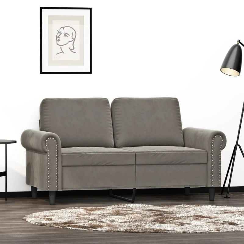 vidaXL 2-personers sofa 120 cm lysegrå velour