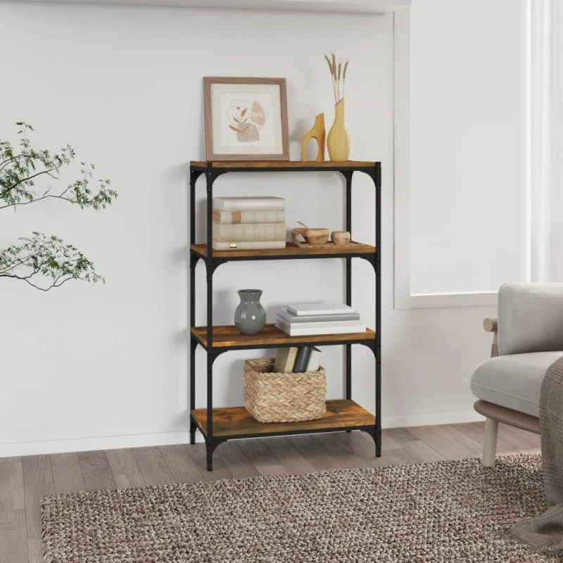 vidaXL Bogreol 60x33x100 cm røget egetræ og stål