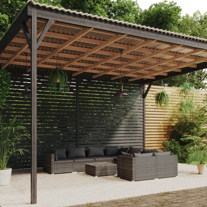 vidaXL 9-deligt loungesæt med hynder i polyrattan grå