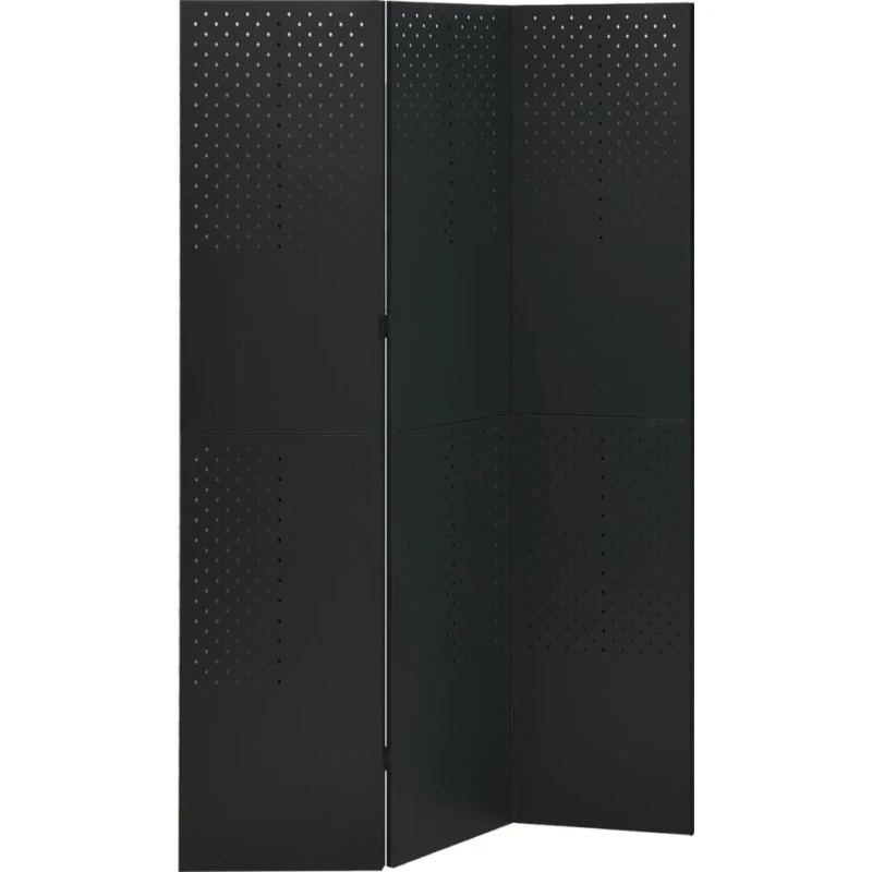 vidaXL 3-panel rumdeler 120x180 cm stål sort