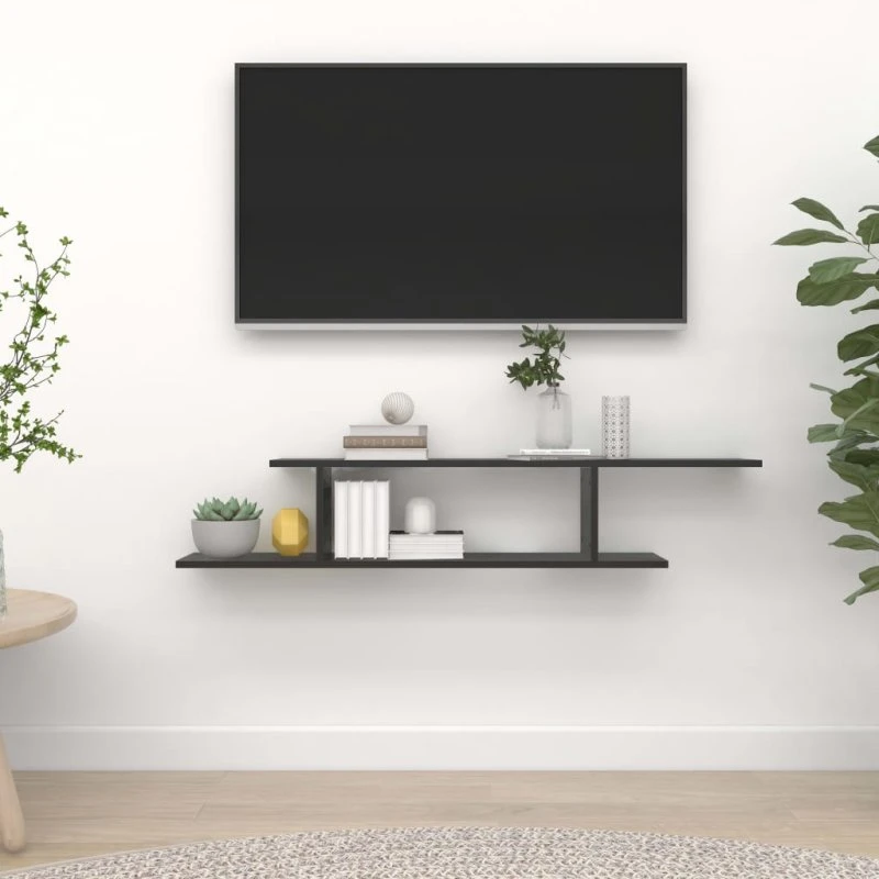 vidaXL Væghængt TV-Hylde 125x18x23 cm Sort