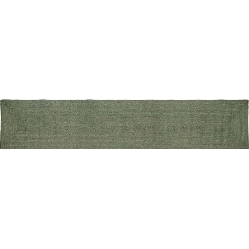 vidaXL Områdetæppe Rektangulær Olivengrøn 80 x 400 cm Jute