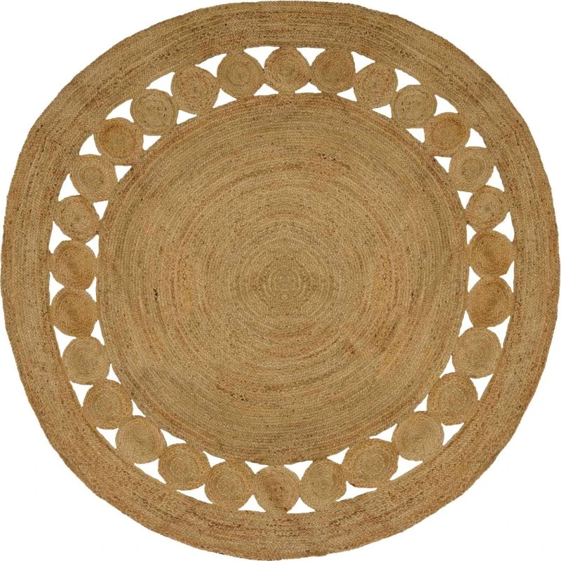 vidaXL Tæppe Ø 240 cm Naturfarvet Jute