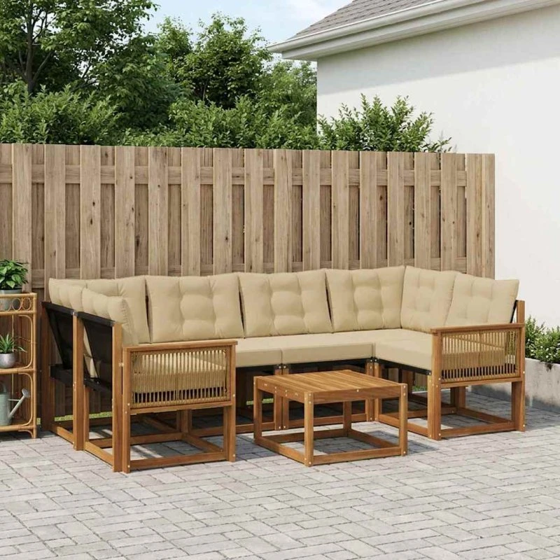 vidaXL Udendørs Sofagruppe 7 stk Naturlig/Beige