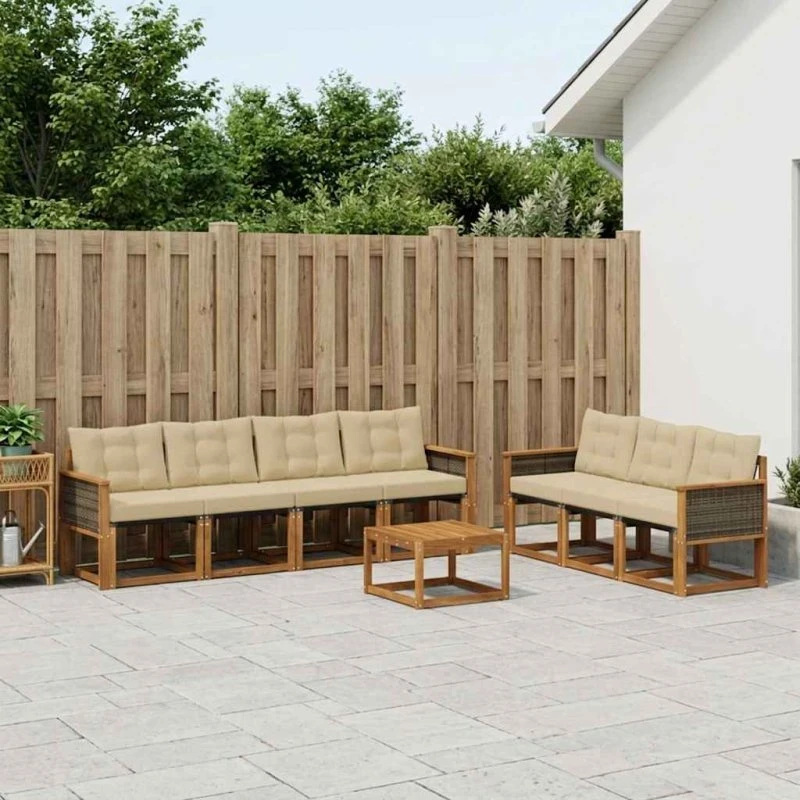 vidaXL Udendørs Sofagruppe 8 pcs Naturlig/Beige