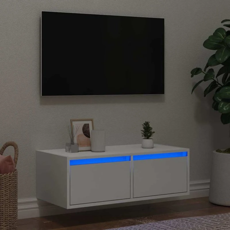 vidaXL tv-skab med LED-lys 75 cm hvid
