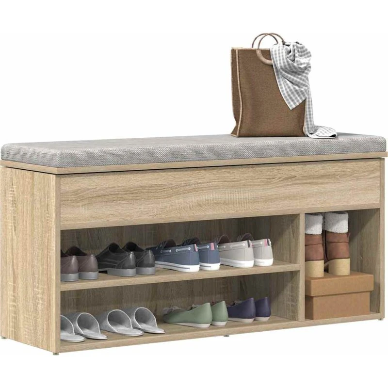 vidaXL Skobænk 102x30,5x45 cm Konstrueret Træ Sonoma-eg