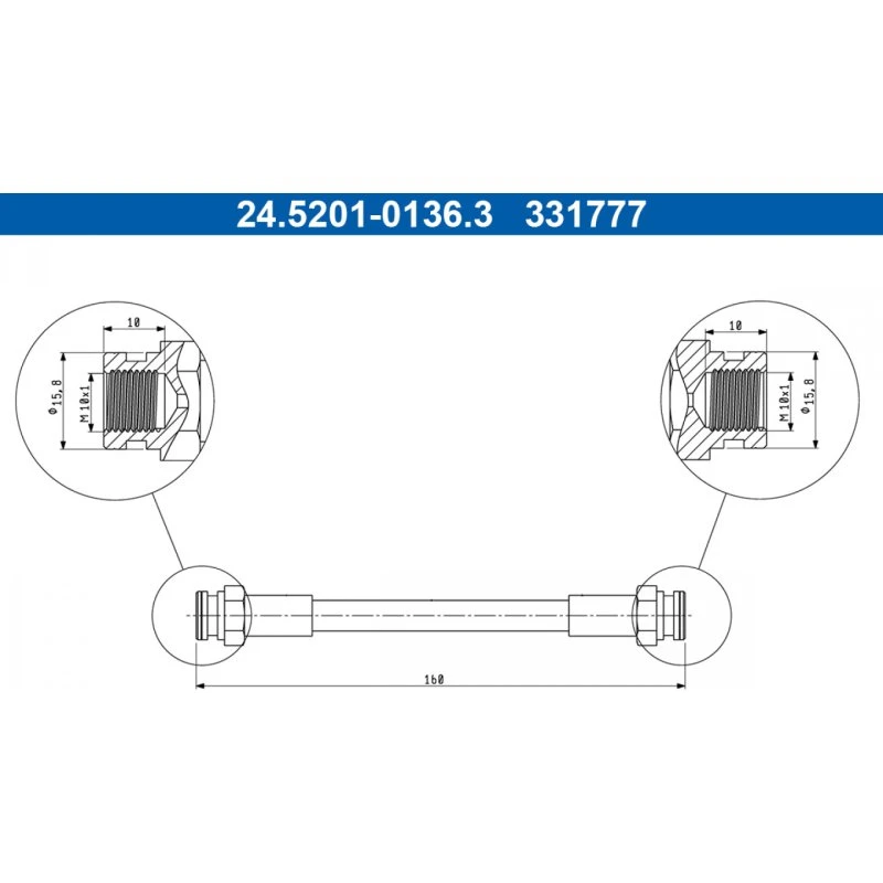 ATE Bremseslange 24.5201-0136.3 for SEAT & VW